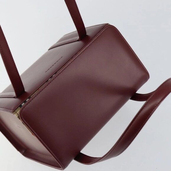 BURBERRY Hand Bag Leather Bordeaux Silver Auth - Picture 6 of 16